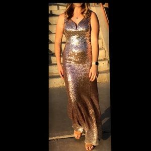 Champagne sparkle floor length dress